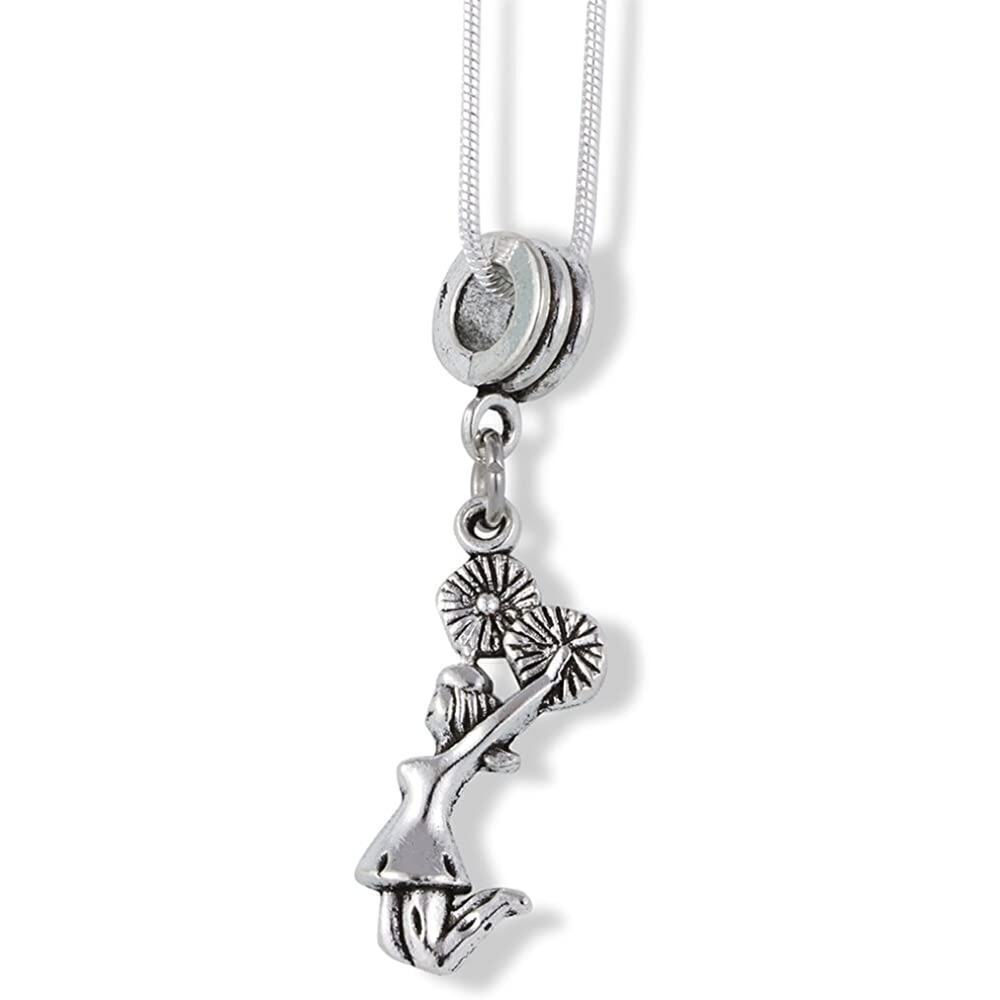 Cheerleader with Pom Poms Charm Snake Chain Necklace